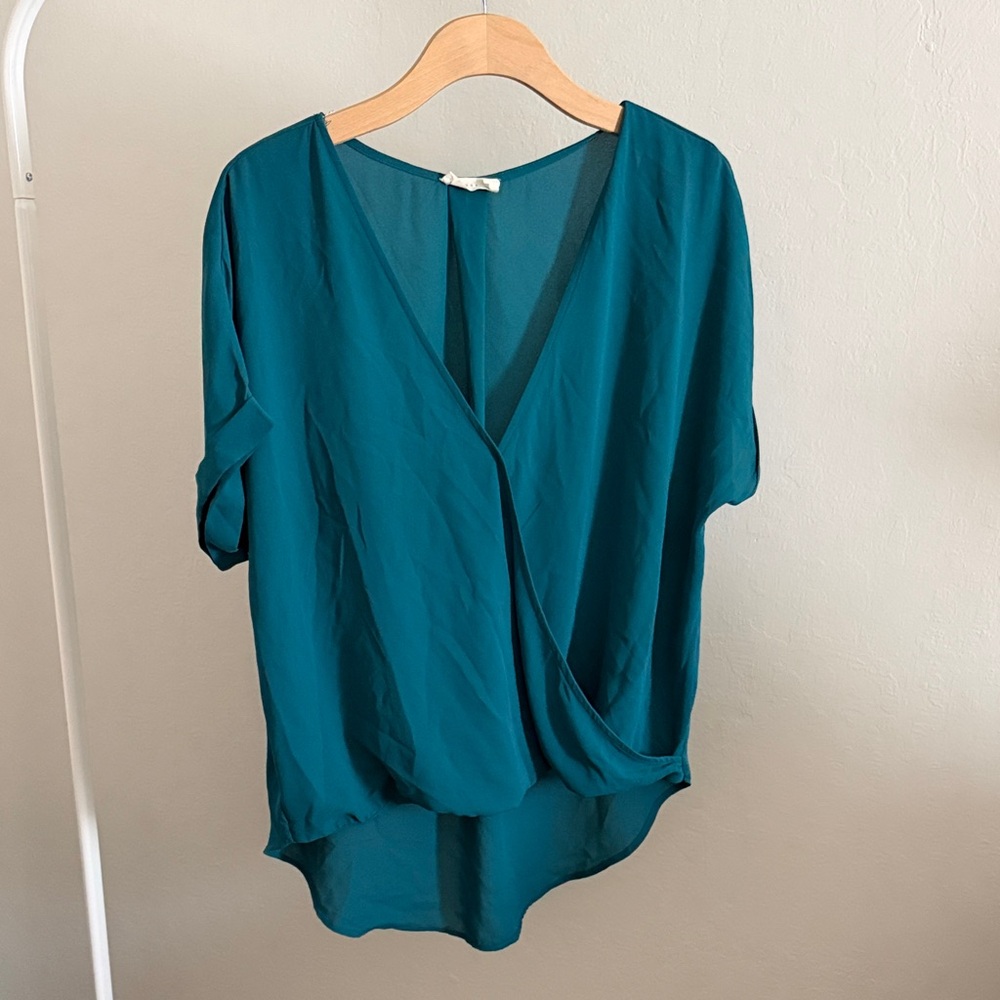 Teal Wrap Front Blouse - Women Tops